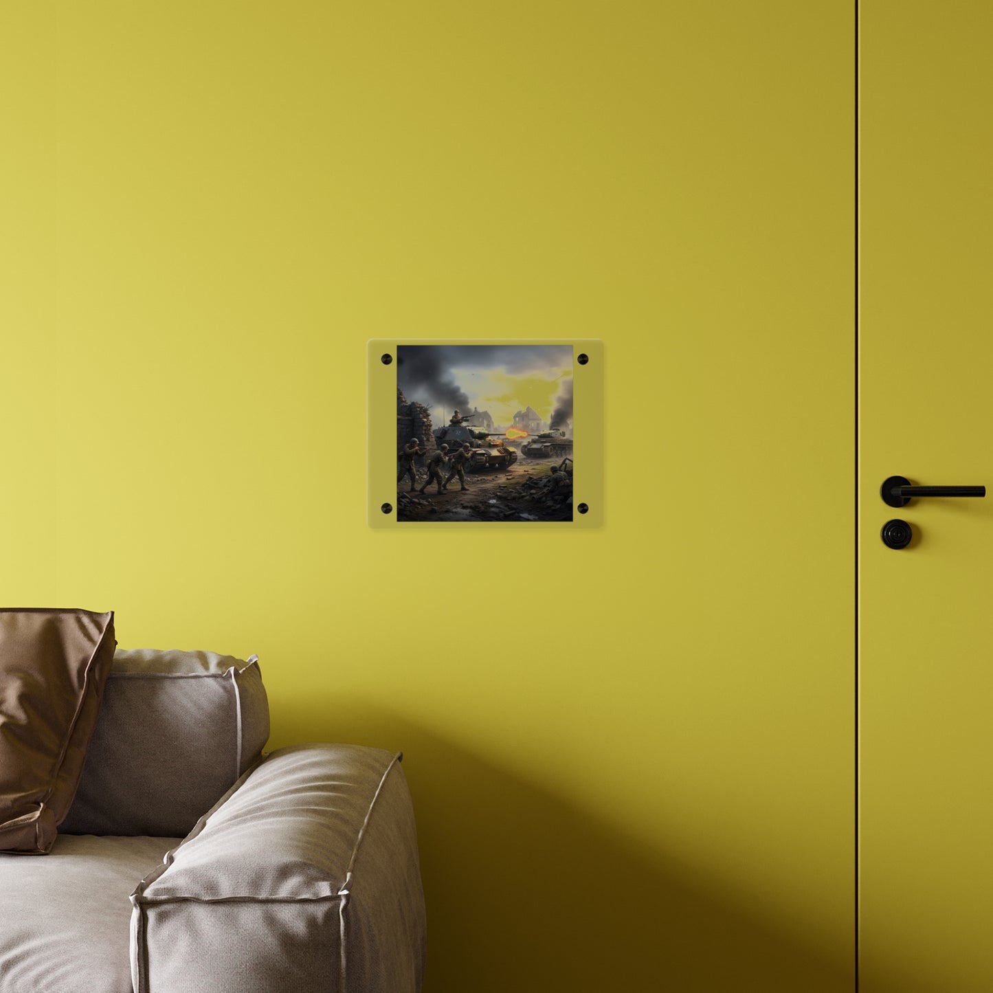 Acrylic Wall Art Panel - Tank Destroyer - M10 Wolverine vs German Panzer Tank