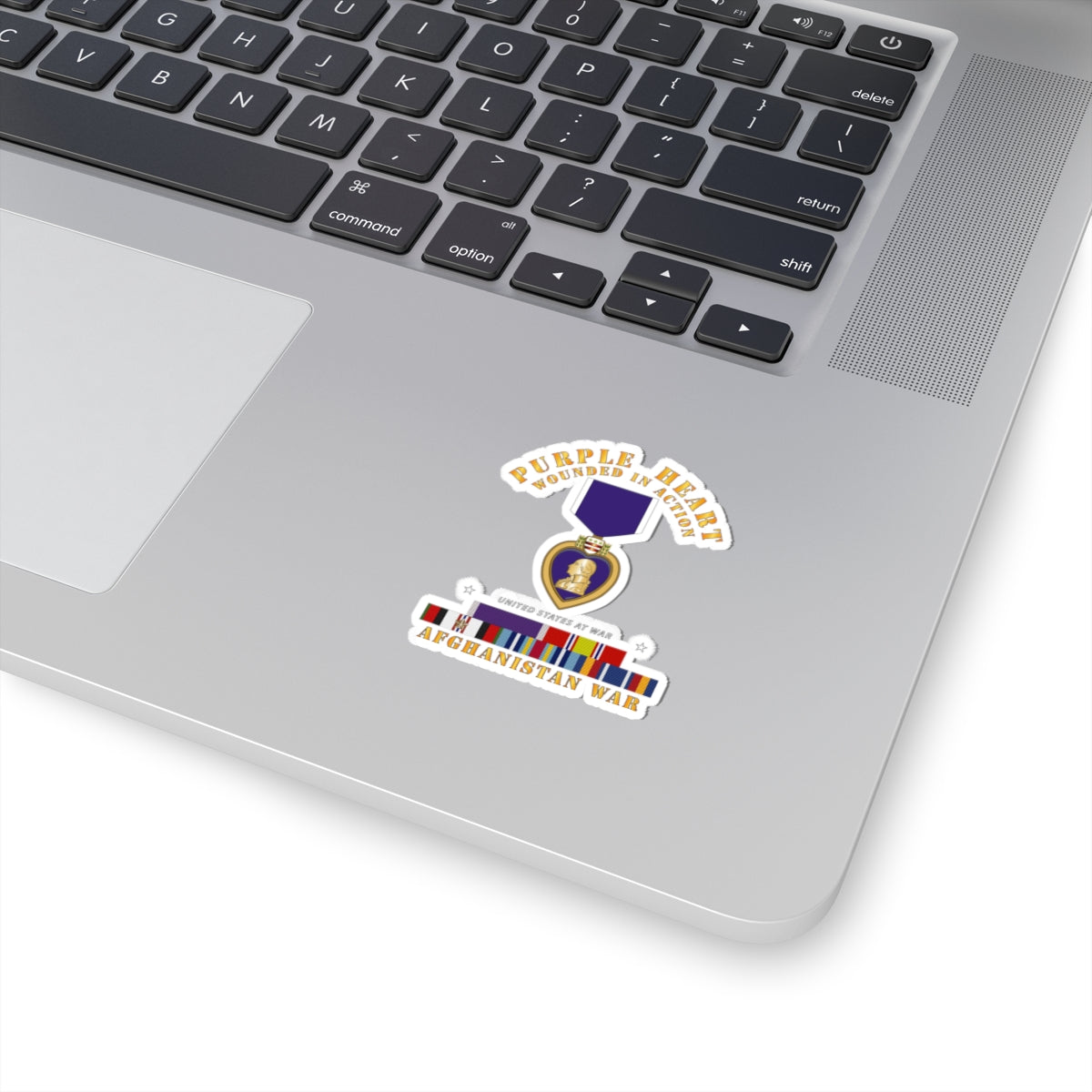 Kiss-Cut Stickers - Purple Heart - WIA w Afghanistan SVC w Purple Heart Ribbon