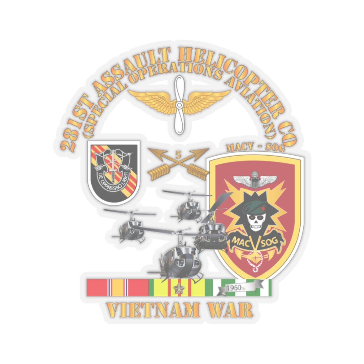 Kiss-Cut Stickers - 281st AHC MAC V SOG w SVC