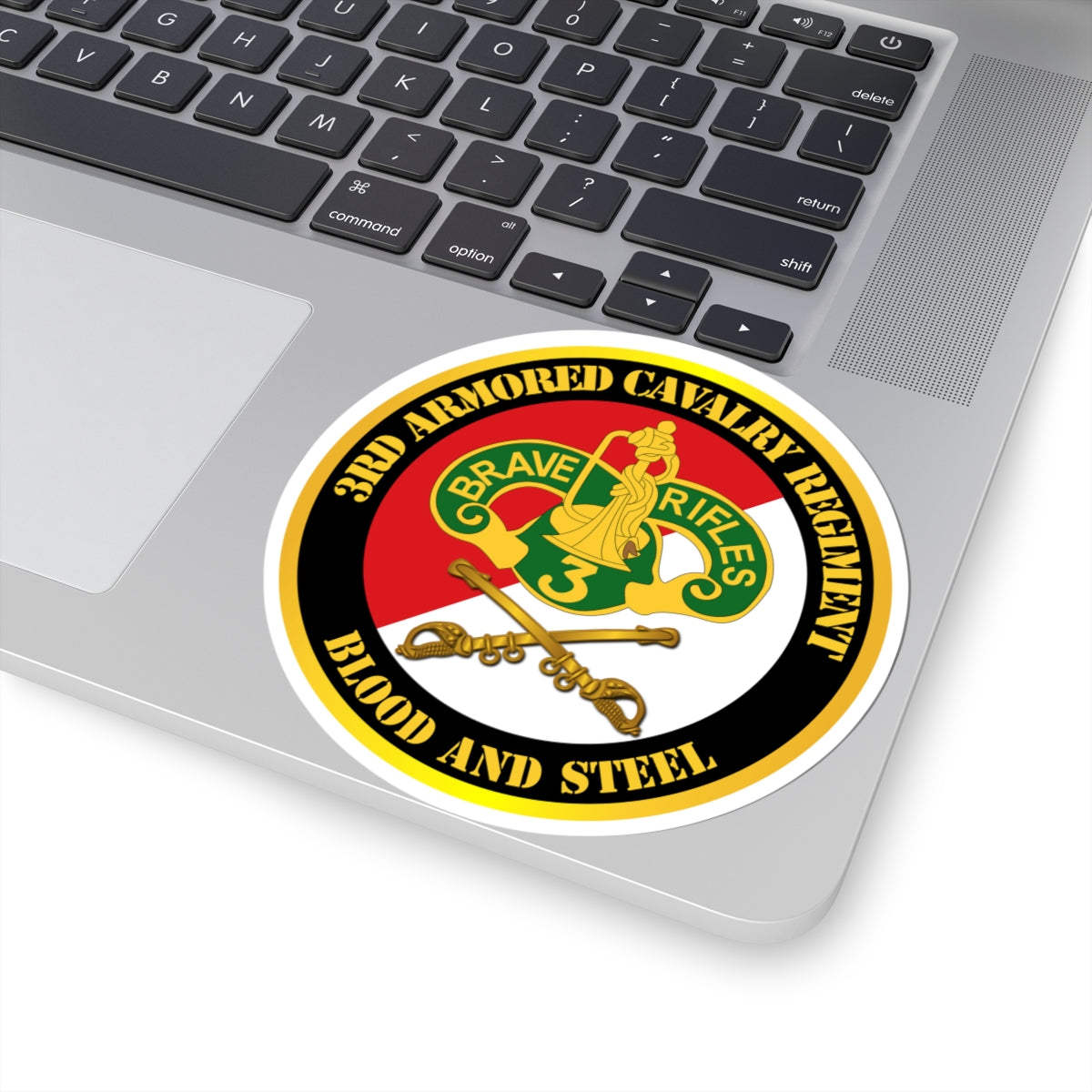 Kiss-Cut Stickers - 3rd Armored Cavalry Regiment DUI - Red White - Blood and Steel
