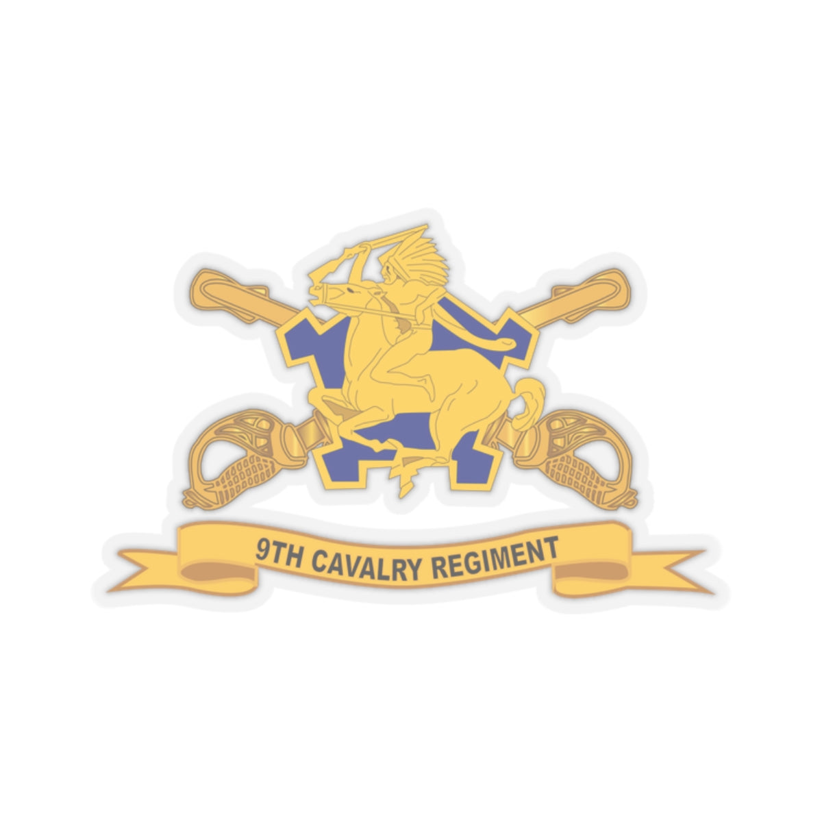 Kiss-Cut Stickers - 9th Cavalry Regiment w Br - Ribbon