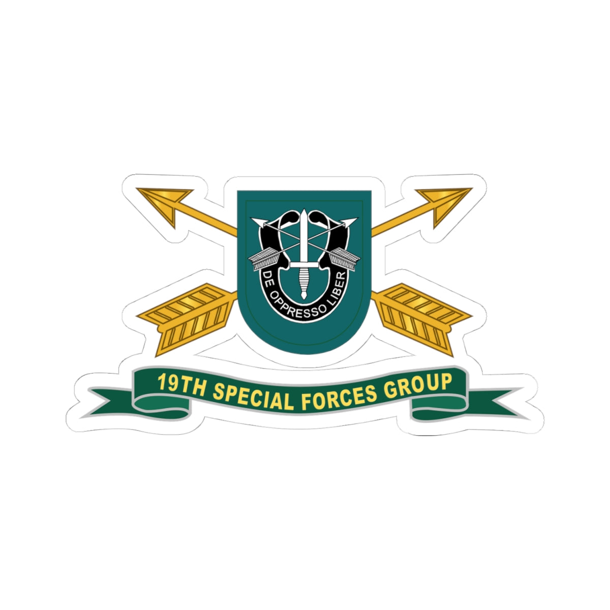Kiss-Cut Stickers - 19th Special Forces Group - Flash w Br - Ribbon X 300