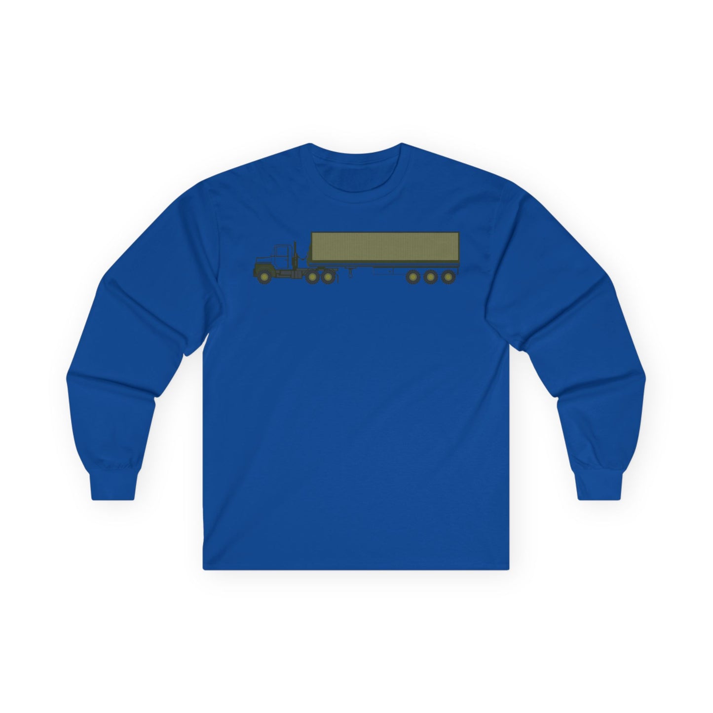 Unisex Ultra Cotton Long Sleeve Tee - Vehicle - M915 Tractor with M872 - 40 Ft Container - Side X 300