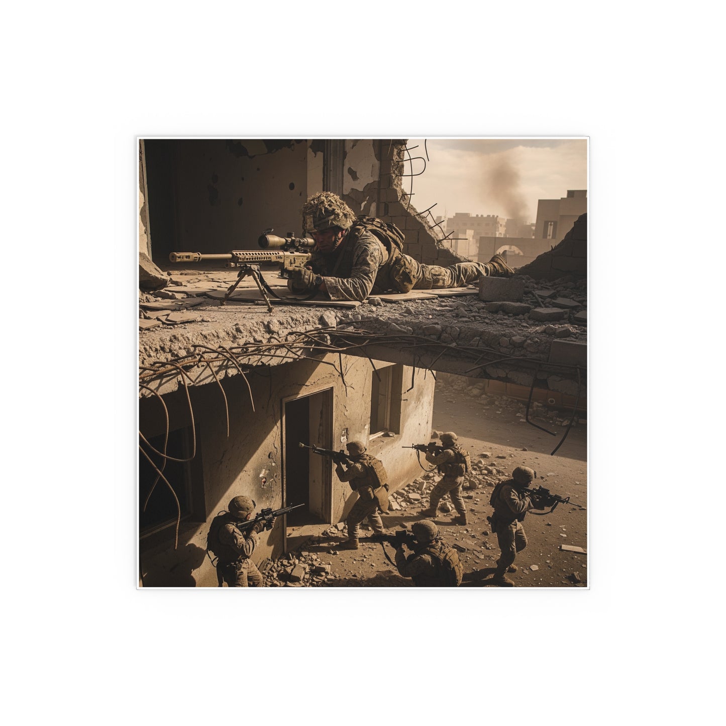 Indoor and Outdoor Silk Posters - Marine Sniper Providing Overwatch for Breach Team