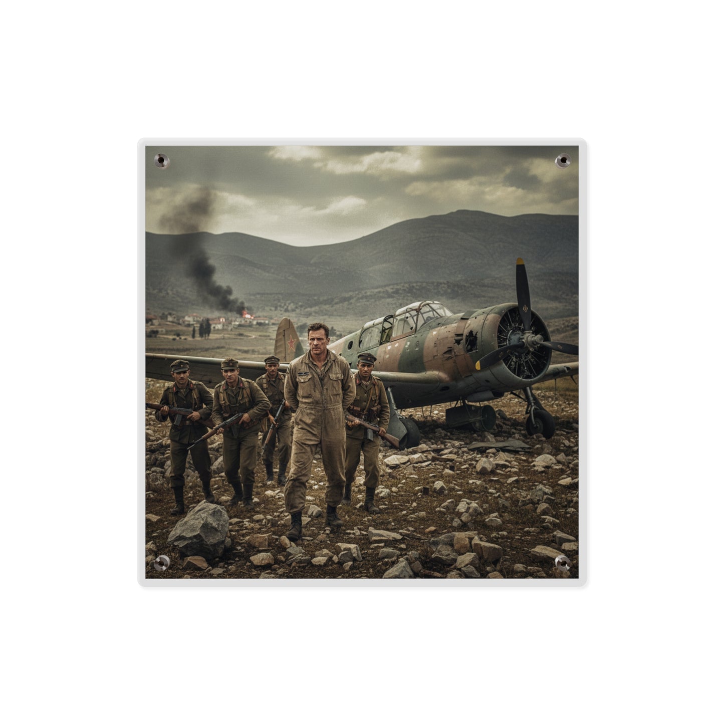 Acrylic Wall Art Panel - U.S. Air Force officer - Captured, KIA, Communist Guerrillas - AT-6 Shotdown - Cold War