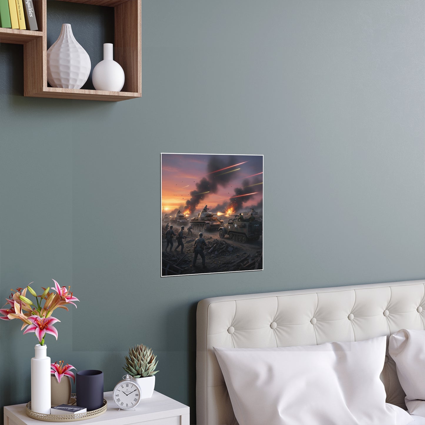 Indoor and Outdoor Silk Posters - M3A1 Half-track 9th Armor Division vs German Armor