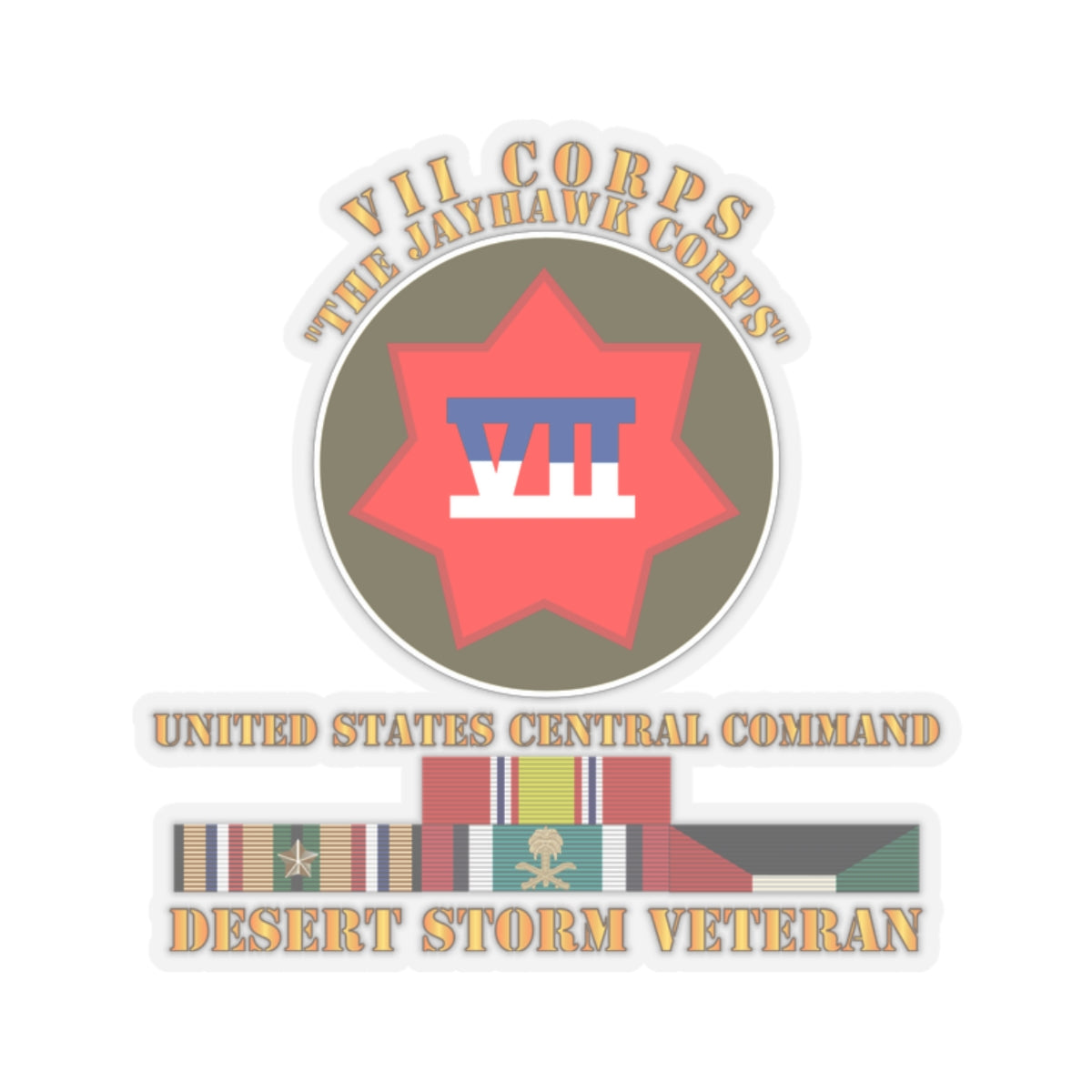 Kiss-Cut Stickers - VII Corps - US Central Command - Desert Storm Veteran
