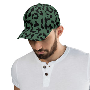 All-over Print Baseball Cap - Leopard Camouflage - Green-Black