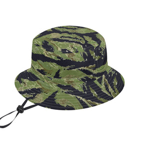 All Over Print Bucket Hats with Adjustable String - Vietnam Tiger Stripe - 2 X 300