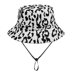 All Over Print Bucket Hats with Adjustable String - Leopard Camouflage - Battleship Color