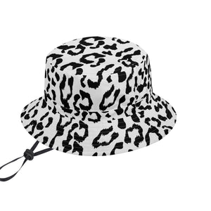 All Over Print Bucket Hats with Adjustable String - Leopard Camouflage - Battleship Color