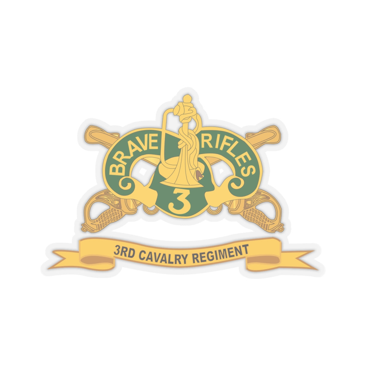 Kiss-Cut Stickers - 3rd Cavalry Regiment w Br - Ribbon