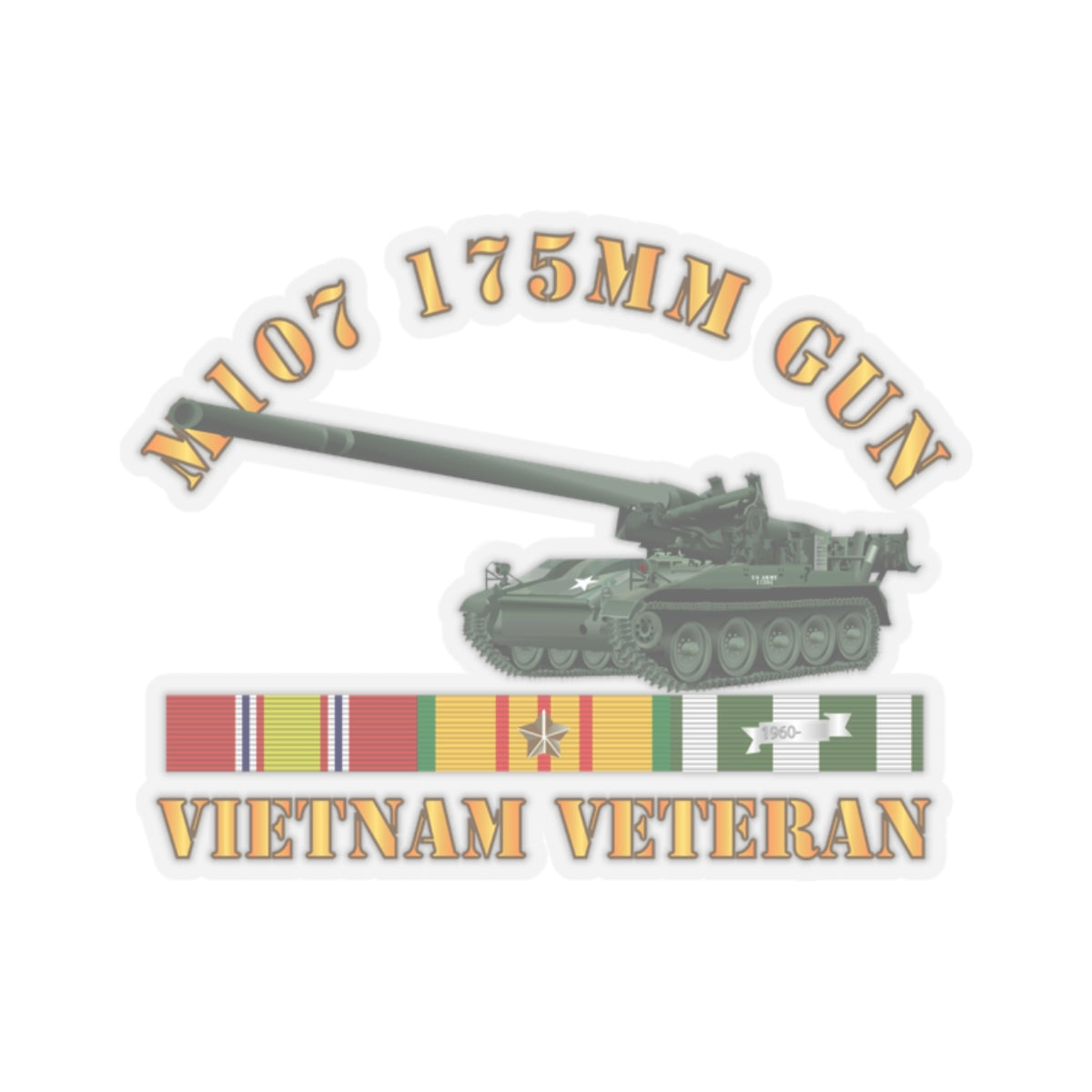 Kiss-Cut Stickers - M107 - 175mm Gun - Vietnam Vet w VN SVC