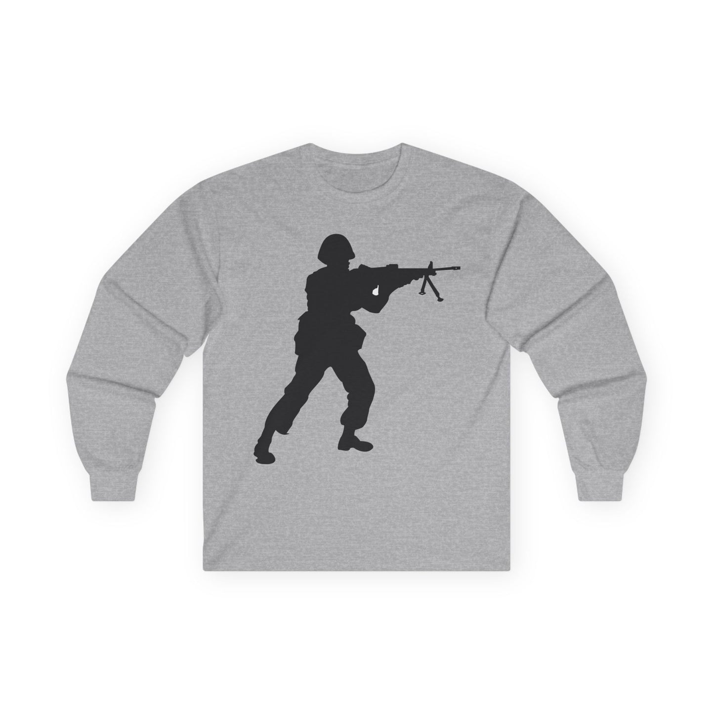 Unisex Ultra Cotton Long Sleeve Tee -Army - Soldier - MG Assault - Silhouette X 300