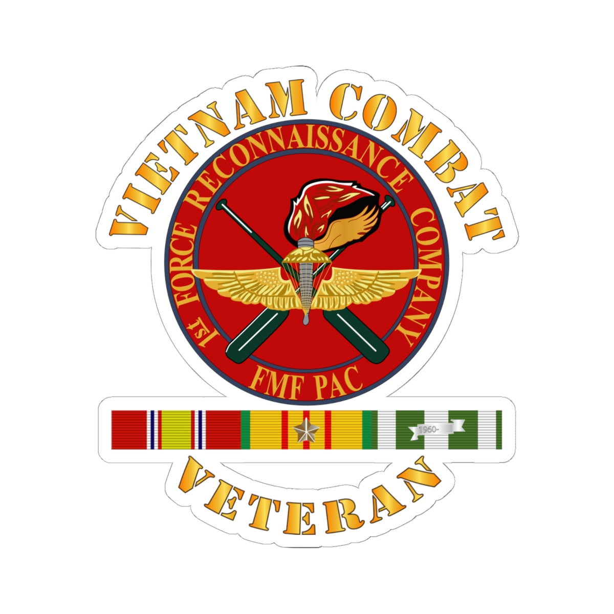 Kiss-Cut Stickers - USMC - Vietnam Combat Veteran - 1st Force Recon Co w VN SVC