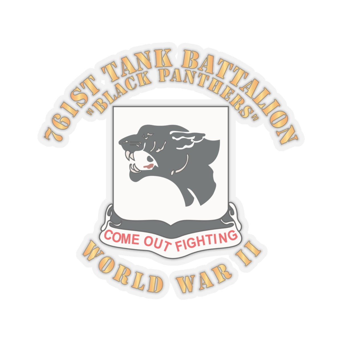 Kiss-Cut Stickers - 761st Tank Battalion - Black Panthers - WWII