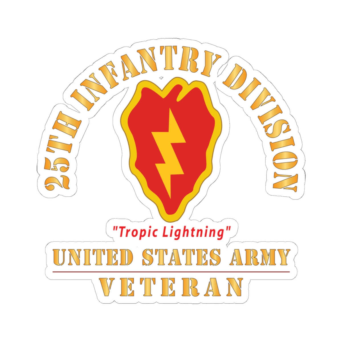 Kiss-Cut Stickers - SSI - 25th Infantry Division - Tropic Lightning - US Army Veteran X 300