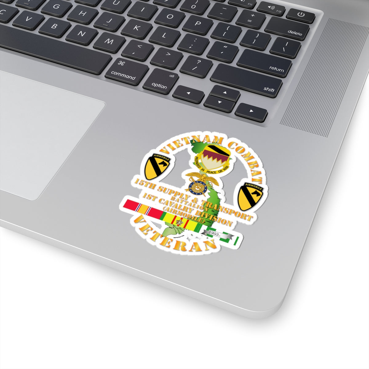 Kiss-Cut Stickers - Vietnam Combat Cavalry Veteran w 15th Supply & Transport Bn - 1st Cav Div
