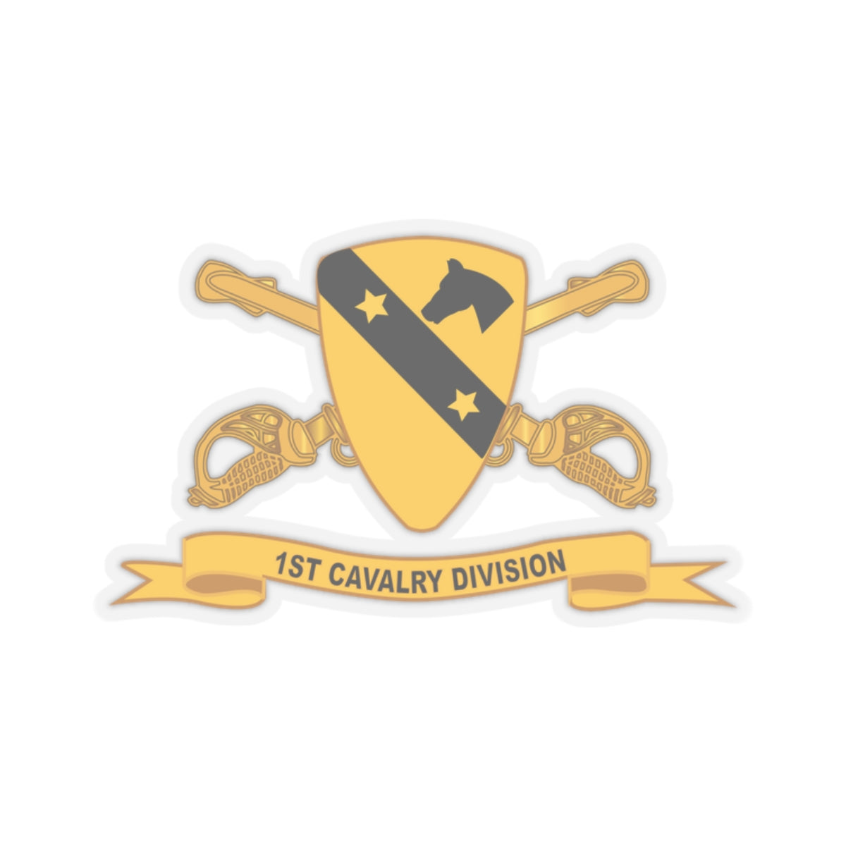 Kiss-Cut Stickers - 1st Cavalry Division w Br - Ribbon