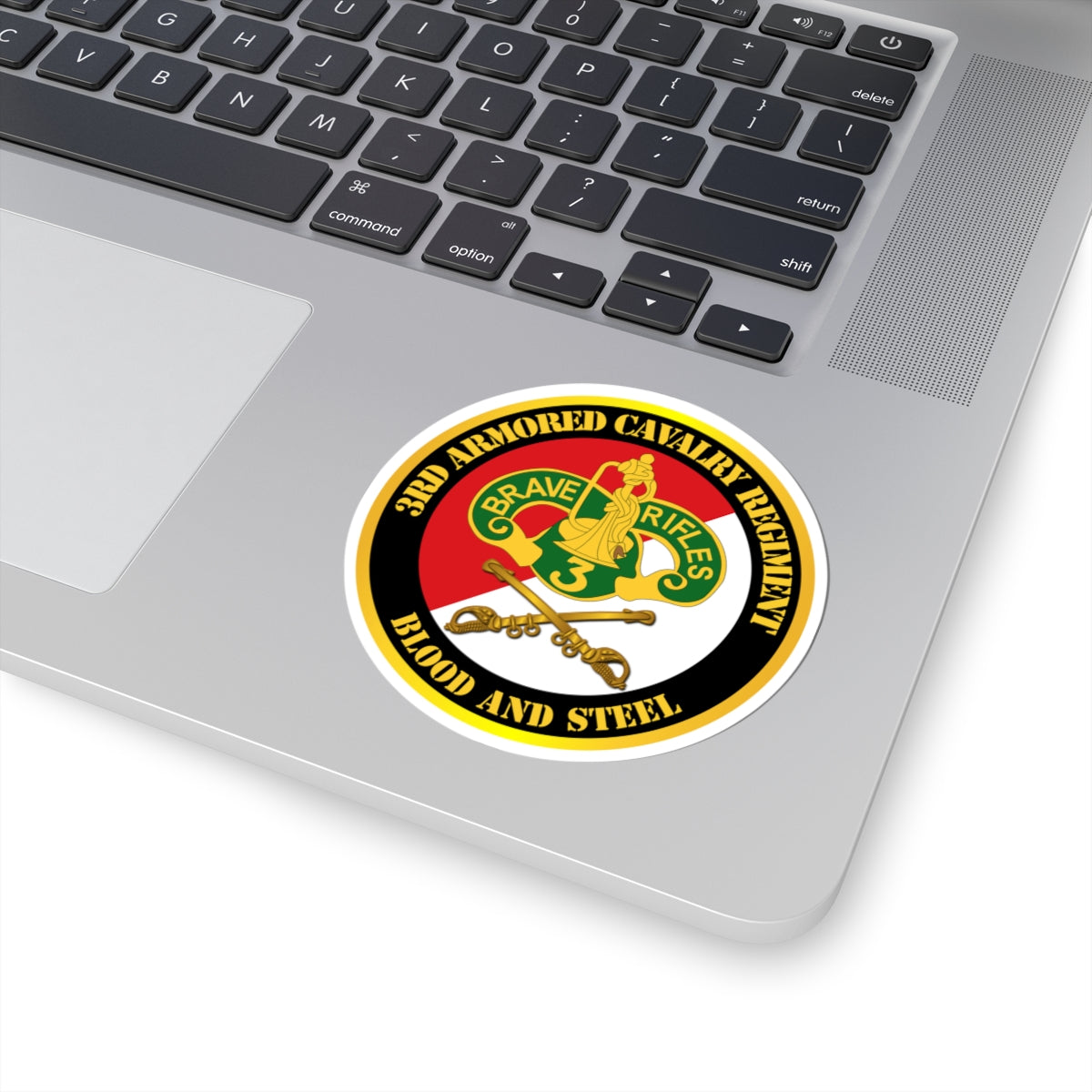 Kiss-Cut Stickers - 3rd Armored Cavalry Regiment DUI - Red White - Blood and Steel