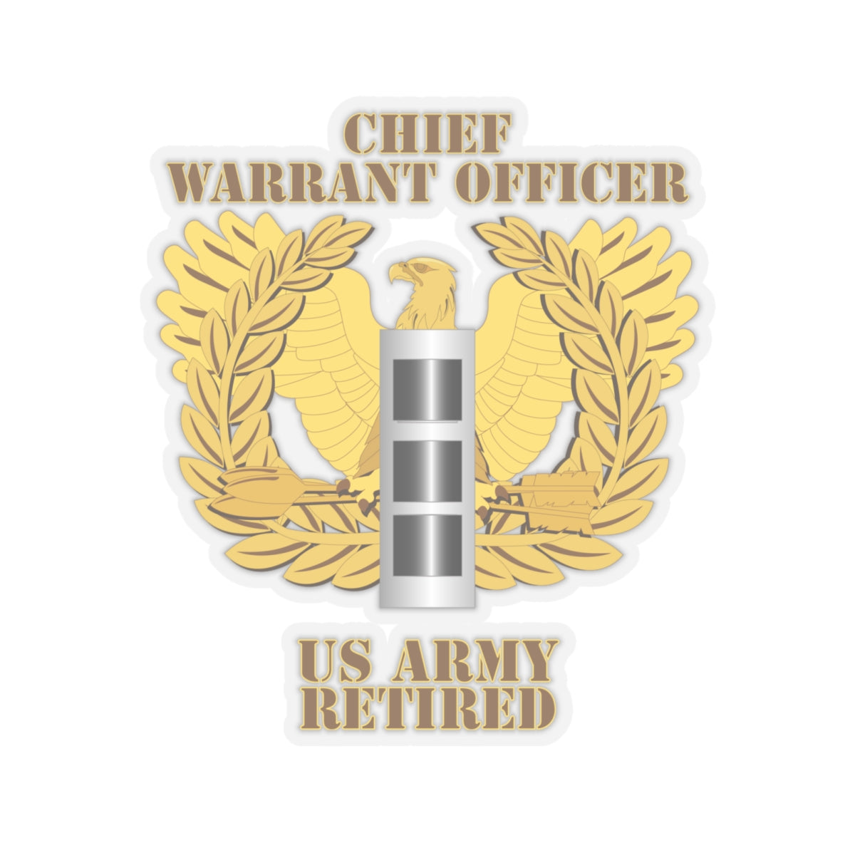 Kiss-Cut Stickers - Emblem - Warrant Officer - CW3 - Retired