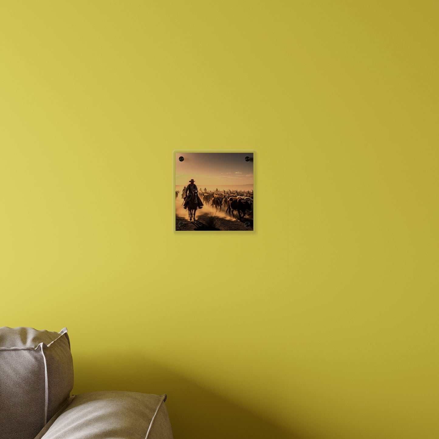 Acrylic Wall Art Panel - Dirty, dusty cattle drive in the Old West