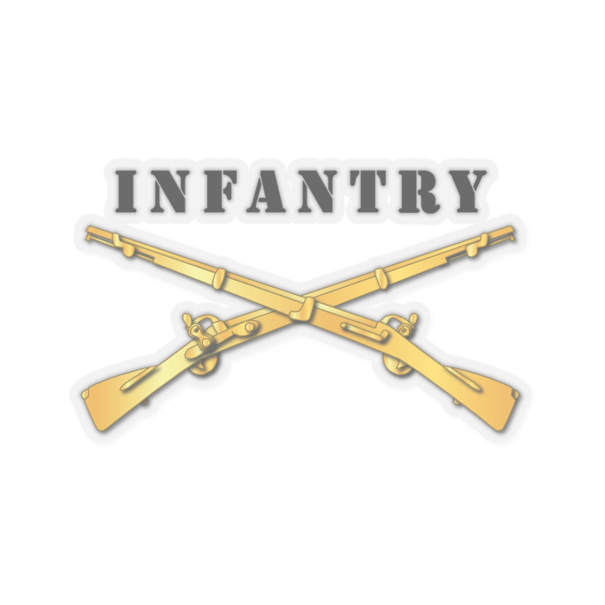 Kiss-Cut Stickers - Infantry Br - Crossed Rifles w Txt