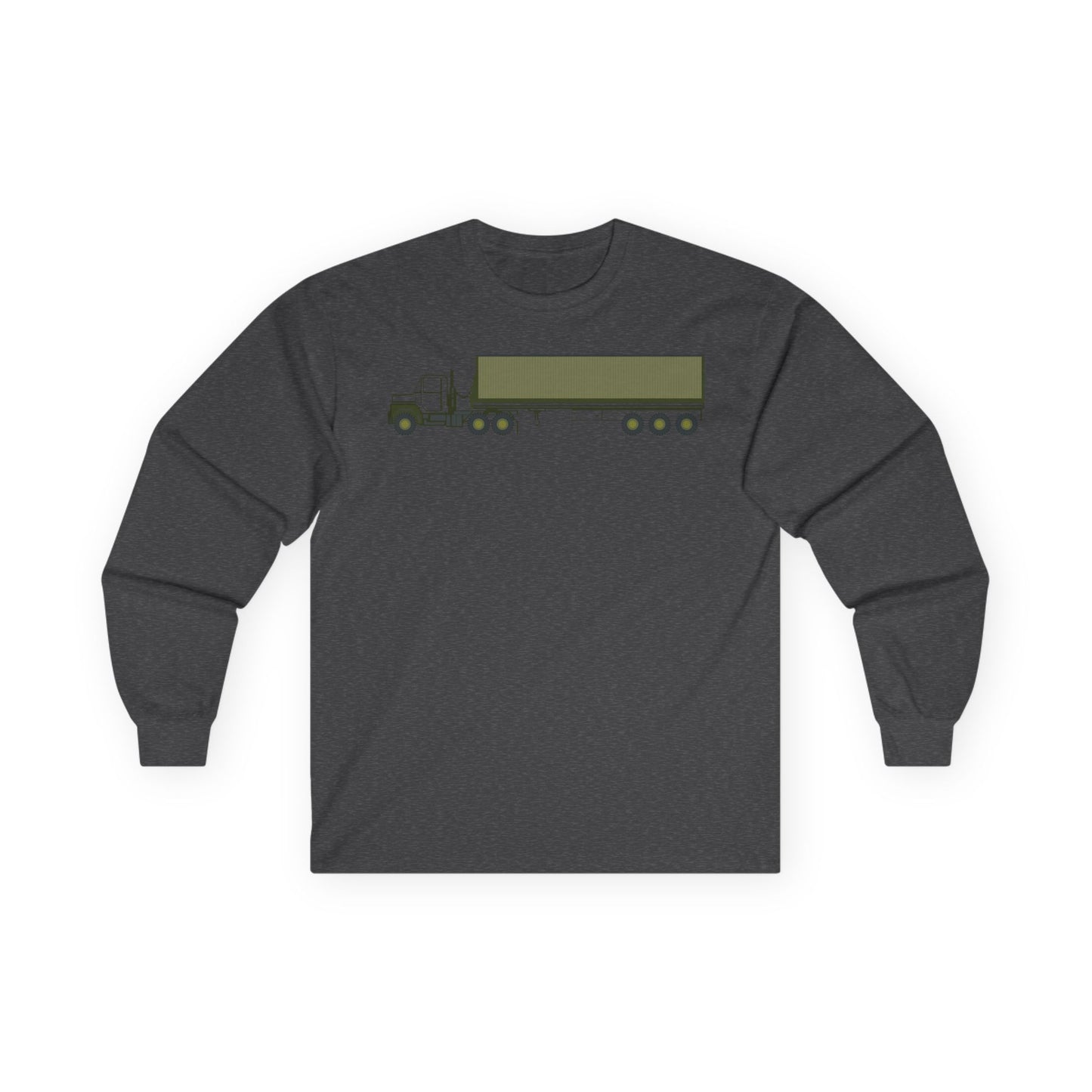 Unisex Ultra Cotton Long Sleeve Tee - Vehicle - M915 Tractor with M872 - 40 Ft Container - Side X 300
