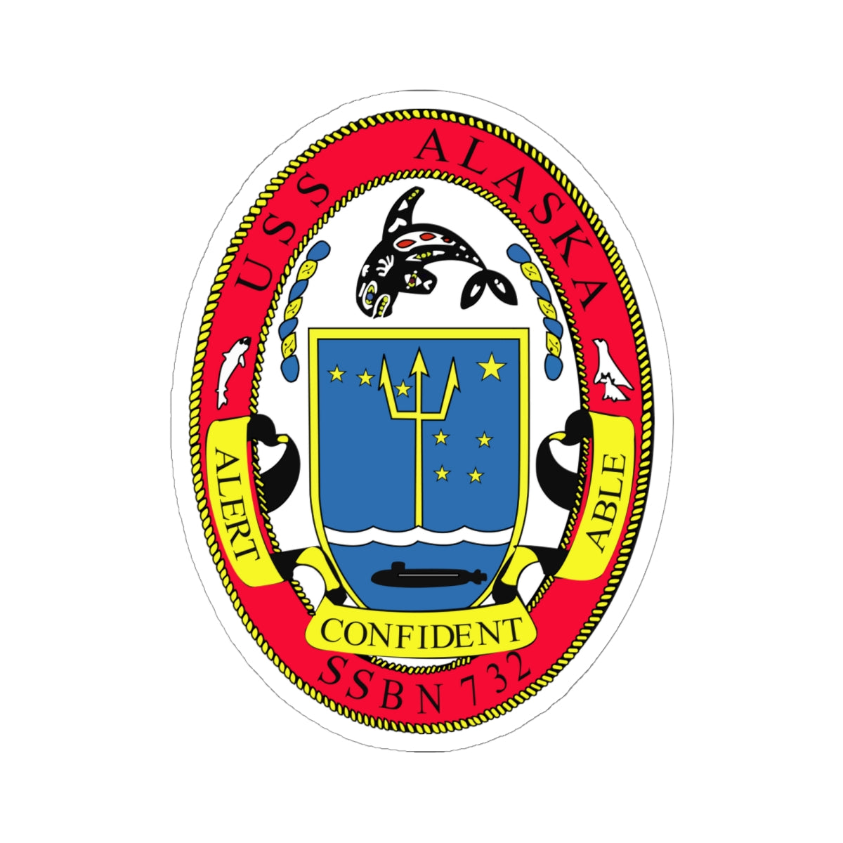 Kiss-Cut Stickers - Navy - USS Alaska (SSBN 732) wo Txt