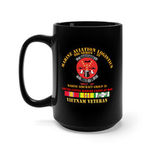 Load image into Gallery viewer, Black Mug 15oz - USMC - Marine Aviation Logistics Squadron 39 - MALS 39 - Magicians Vietnam Vet W Svc
