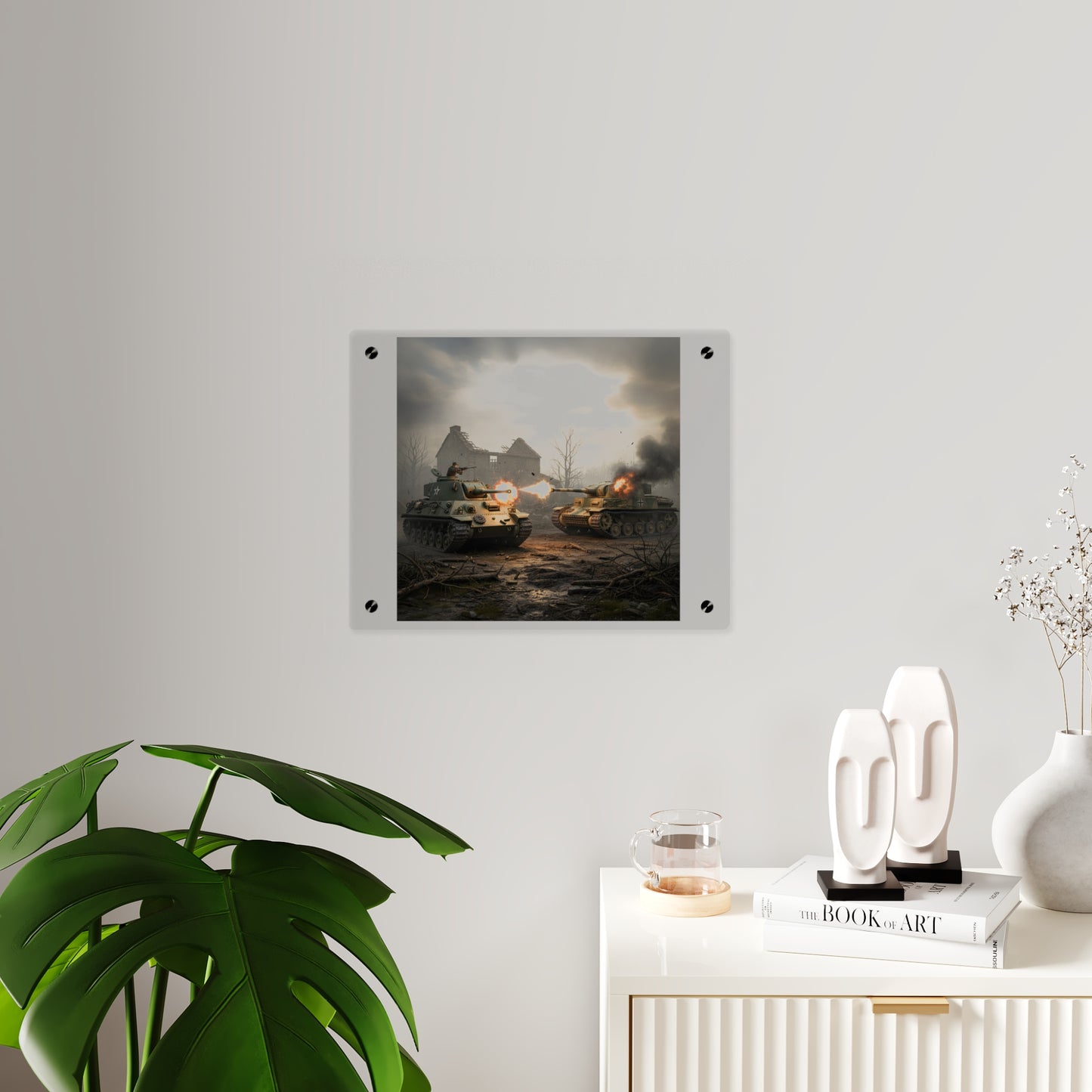 Acrylic Wall Art Panel - M10 Wolverine battles German Panzer Tank WWII