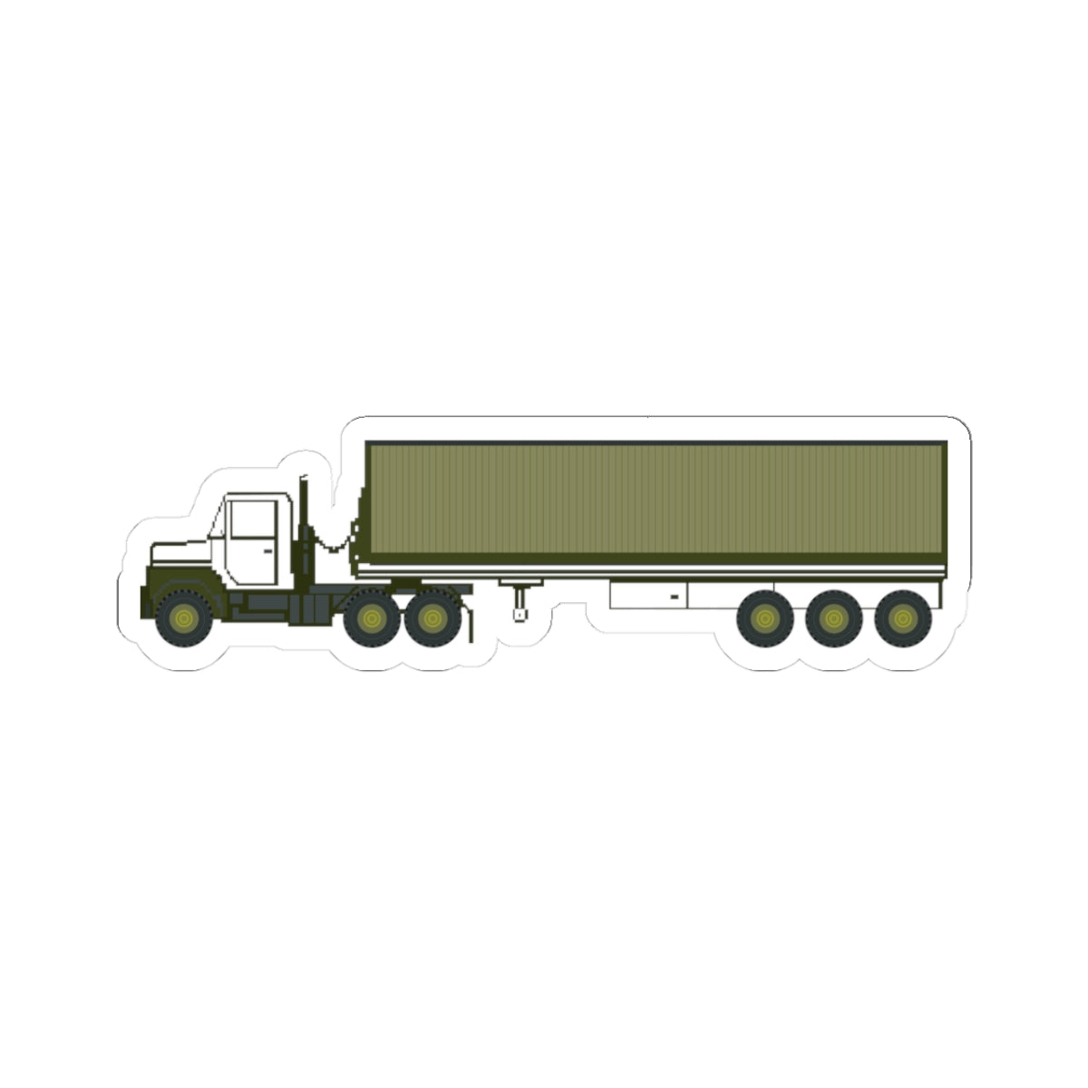 Kiss-Cut Stickers - Vehicle - M915 Tractor with M872 - 40 Ft Container - Side X 300