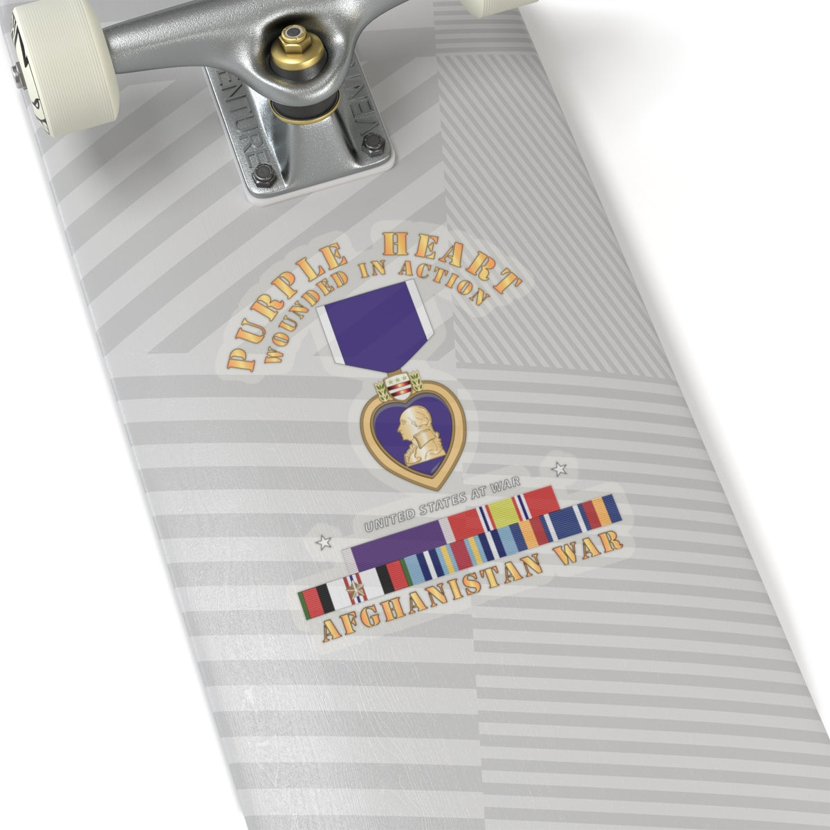 Kiss-Cut Stickers - Purple Heart - WIA w Afghanistan SVC w Purple Heart Ribbon