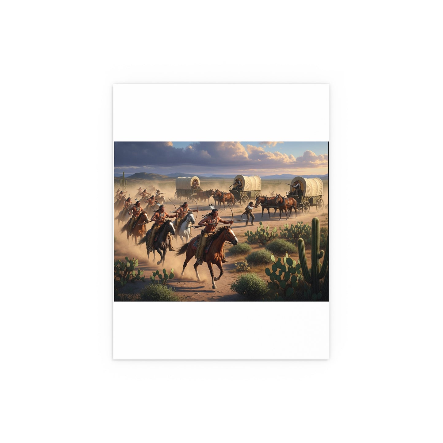 Indoor and Outdoor Silk Posters - Apache Indians attacking a wagon train
