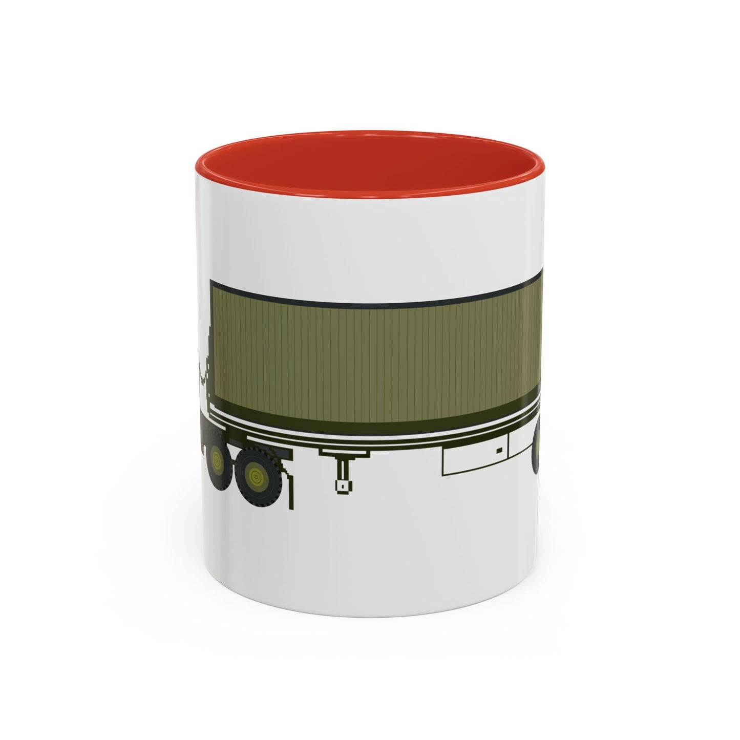 Accent Coffee Mug (11oz & 15oz) - Vehicle - M915 Tractor with M872 - 40 Ft Container - Side X 300