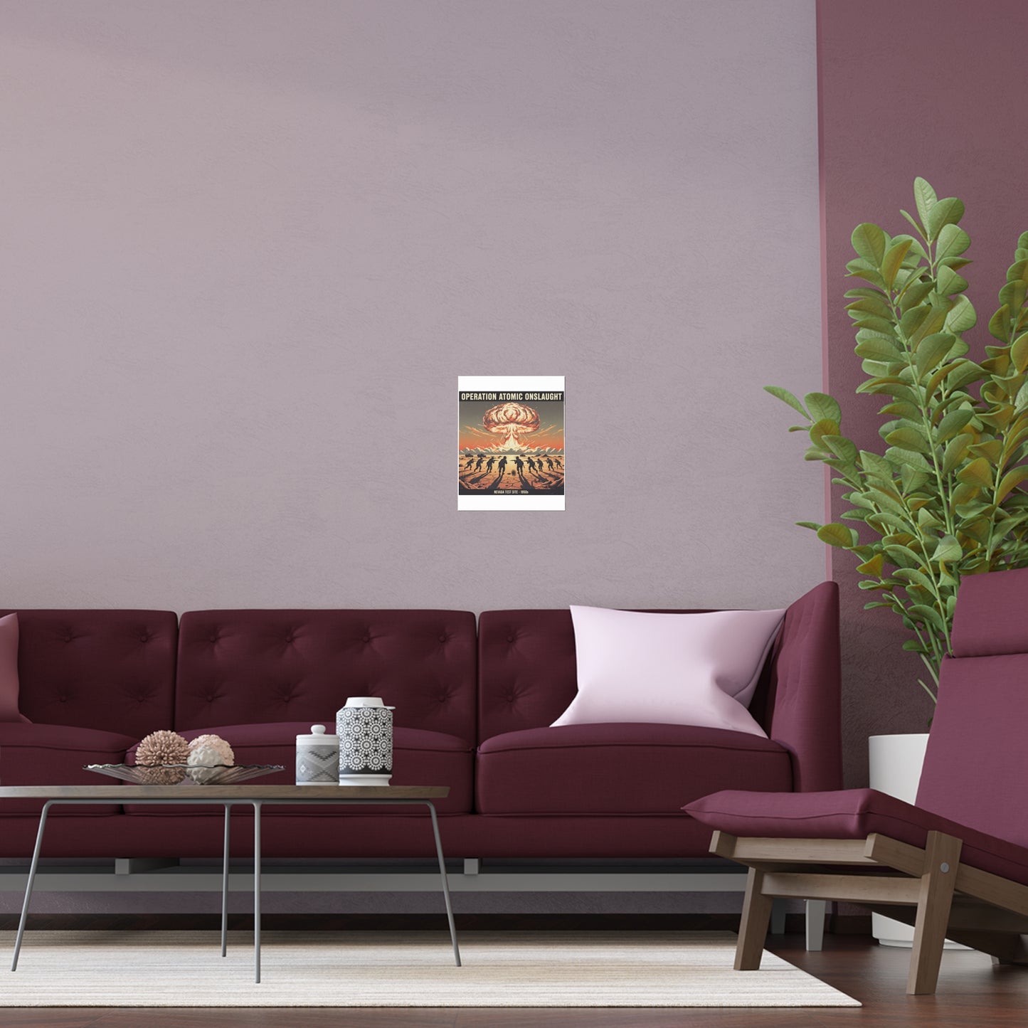 Indoor and Outdoor Silk Posters - Atomic Testing in Nevada Desert Operation Fury - Toward the attack