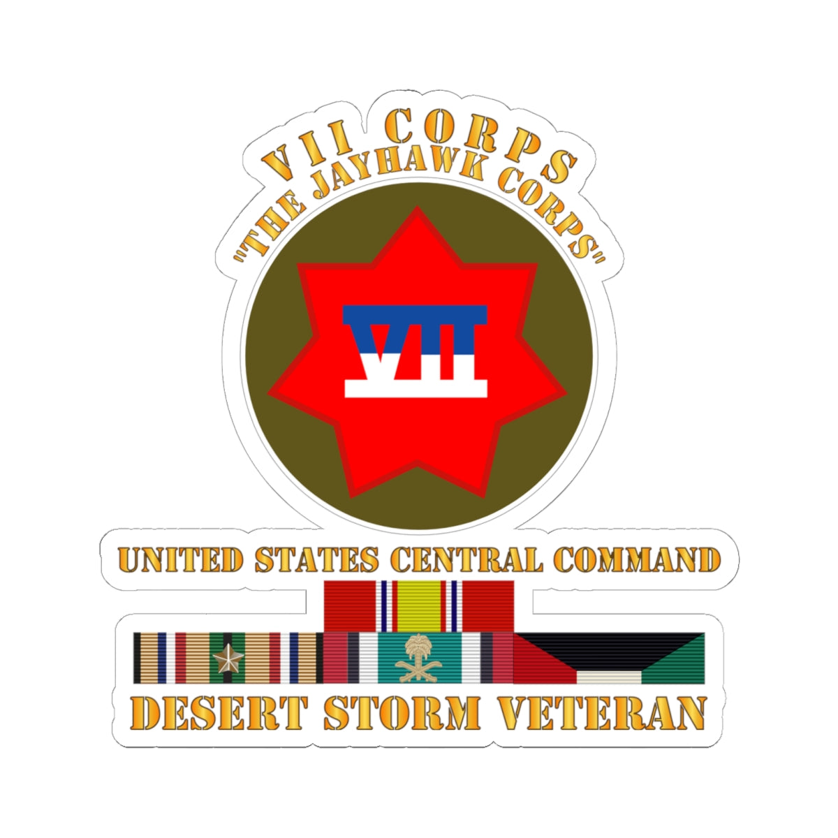 Kiss-Cut Stickers - VII Corps - US Central Command - Desert Storm Veteran