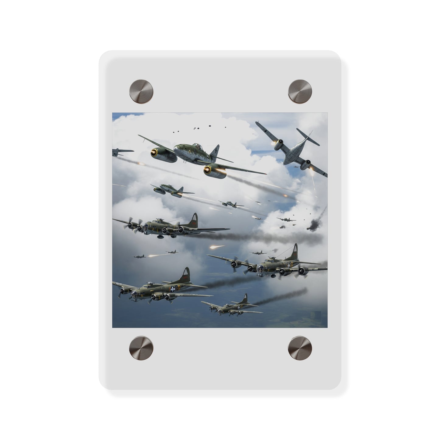 Acrylic Wall Art Panel - German jet fighters attacking US bombing formations