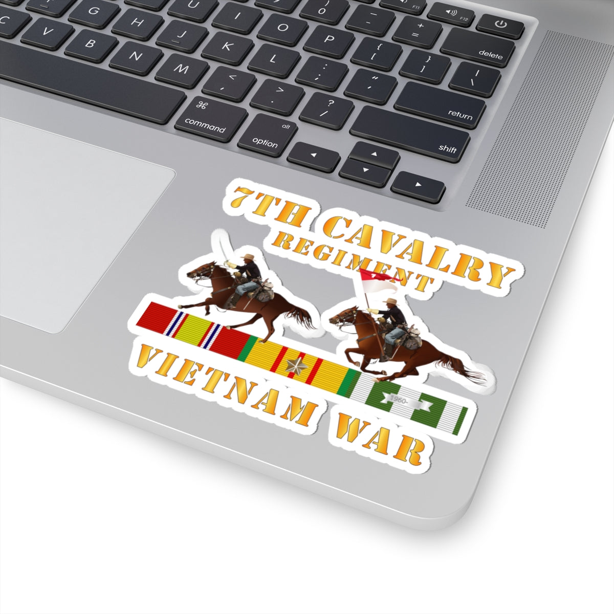 Kiss-Cut Stickers - 7th Cavalry Regiment - Vietnam War wt 2 Cav Riders and VN SVC X300