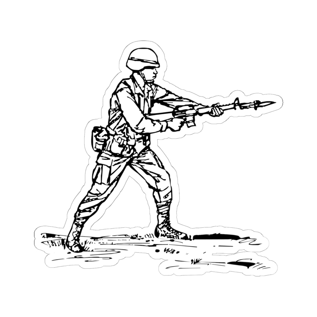 Kiss-Cut Stickers - Bayonet Training-Modified Thrust - BW X 300