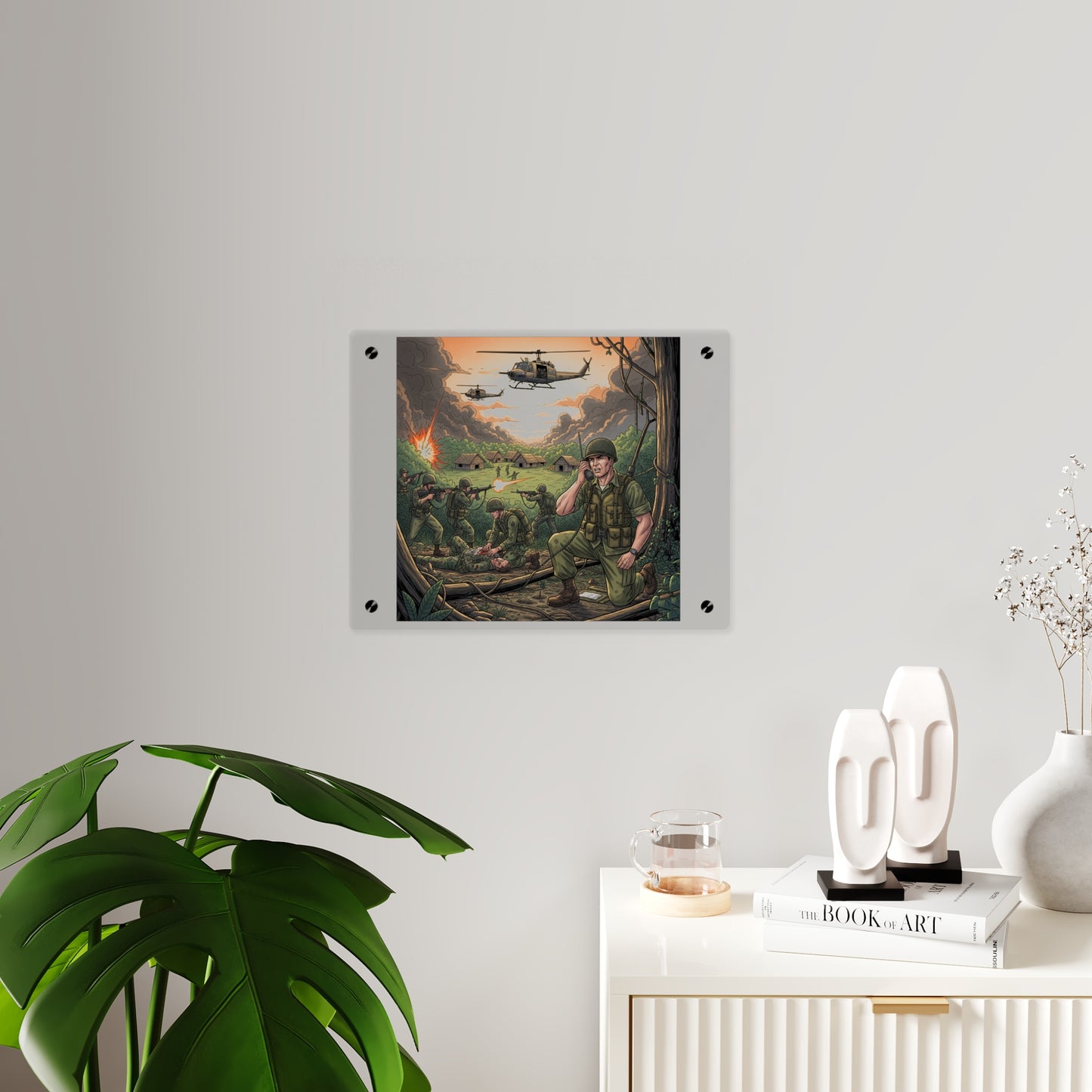 Acrylic Wall Art Panel - Vietnam Patrol Fire Fight Requesting Medevac