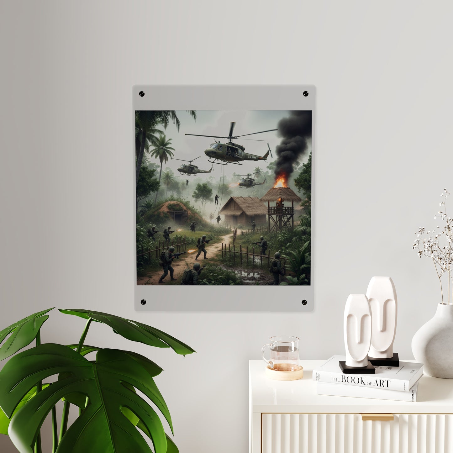 Acrylic Wall Art Panel - Vietnam Village Helicopter Assault