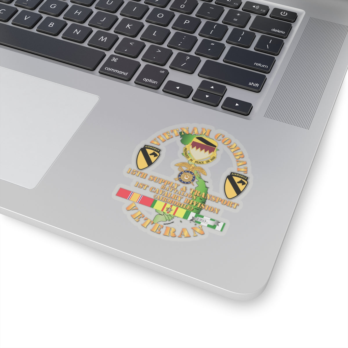 Kiss-Cut Stickers - Vietnam Combat Cavalry Veteran w 15th Supply & Transport Bn - 1st Cav Div
