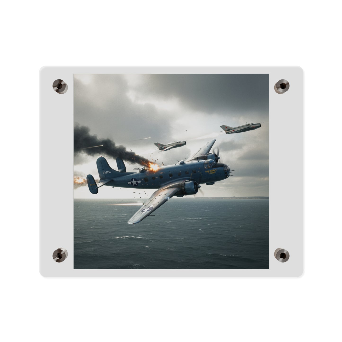 Acrylic Wall Art Panel - April 8, 1950, Baltic Sea - Latvia Soviet fighters shot down a U.S. Navy PB4Y-2 - Liberator - Cold War