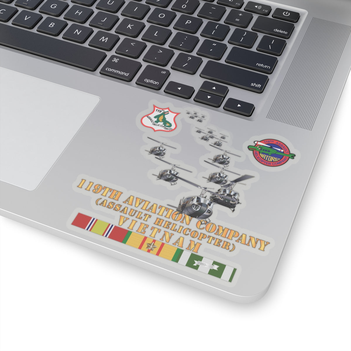 Kiss-Cut Stickers - 119th Aviation Company (Assault Helicopter) w SSI w VN SVC X 300
