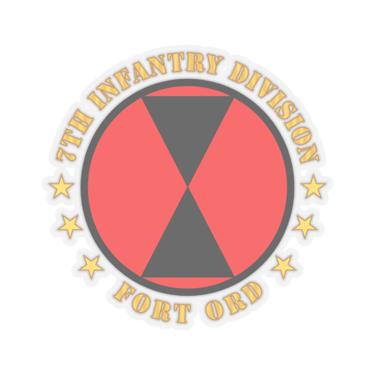 Kiss-Cut Stickers - 7th Infantry Division - Fort Ord wo BkGrd
