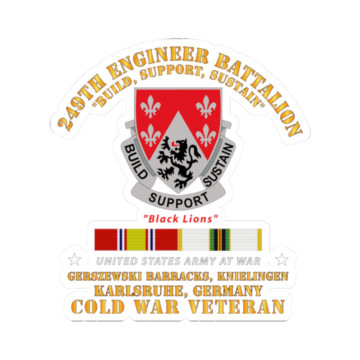 Kiss-Cut Stickers - 249th Engineer Bn - Karlsruhe, Germany w COLD SVC