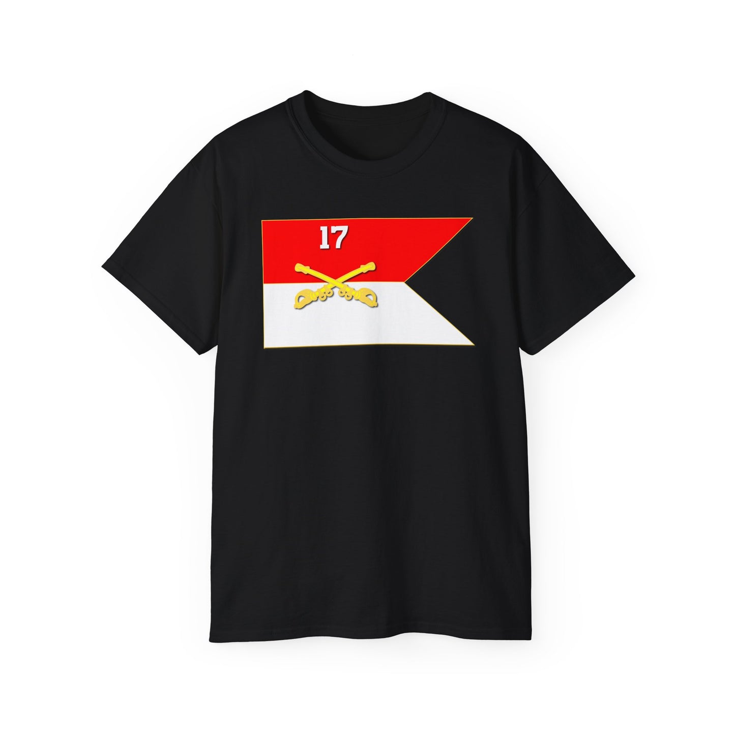 A Unisex Ultra Cotton Tee depicting Unisex Ultra Cotton Tee 17th Cavalry Guidon