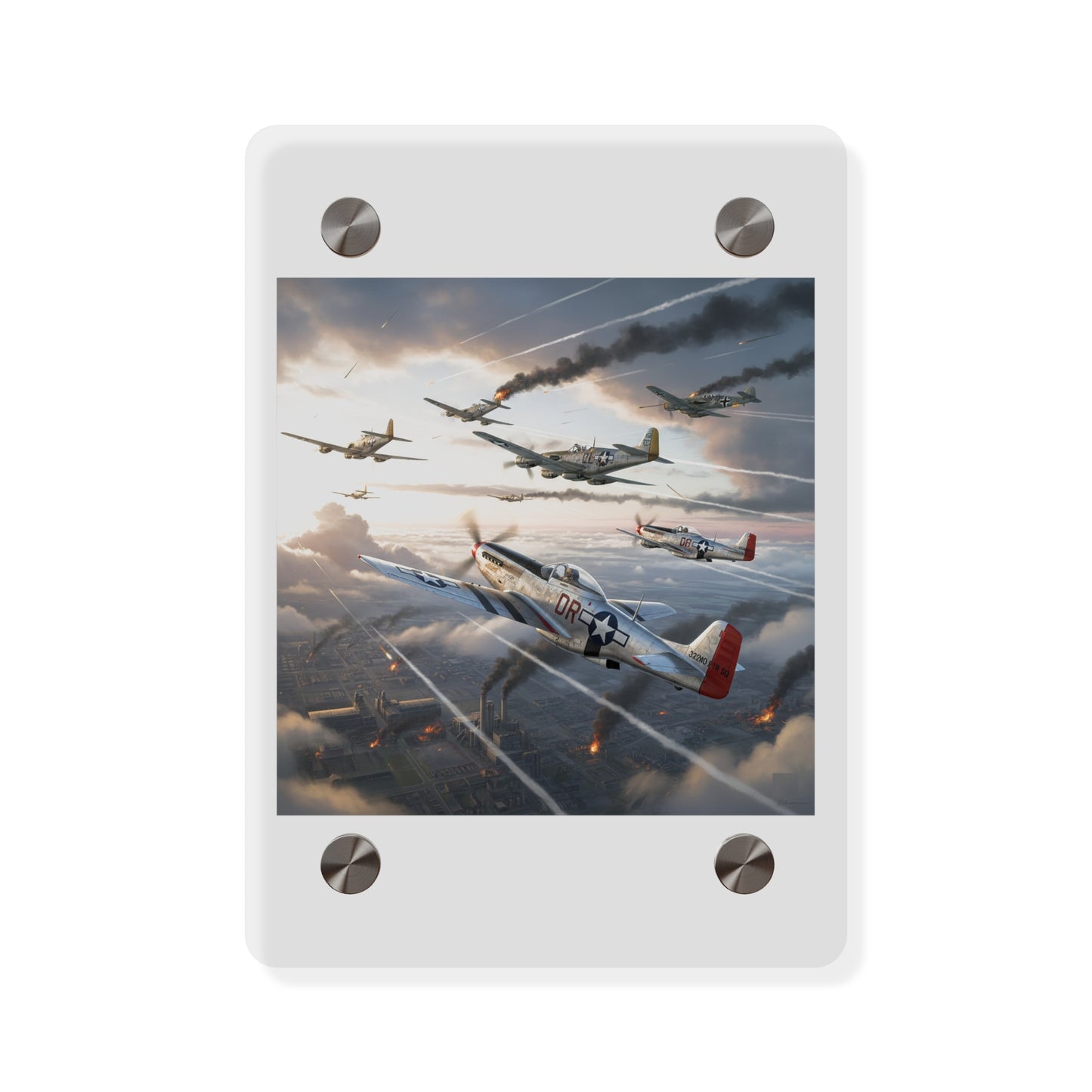 Acrylic Wall Art Panel - Red Tails in Action