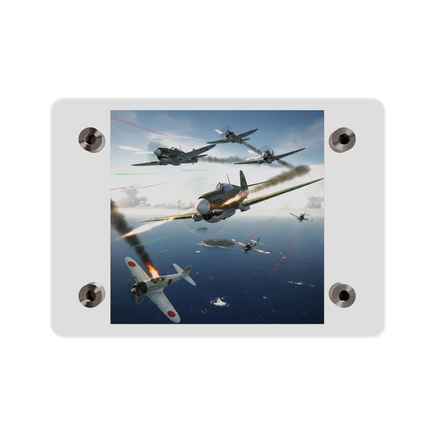 Acrylic Wall Art Panel - Curtis P-40 Kittyhawk w Machine Guns Blazing